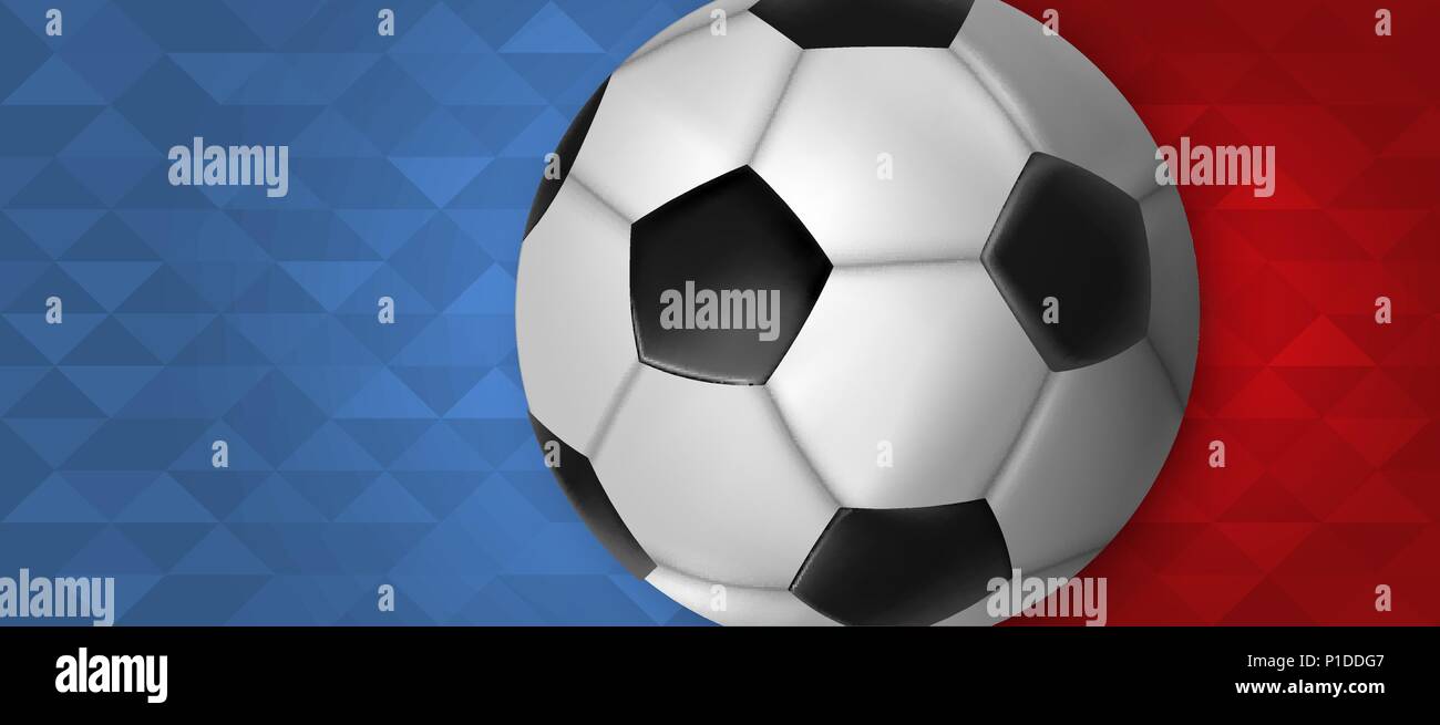 Fußball-Ereignis Illustration, Web Banner Design mit farbigen Hintergrund und 3D-Fuß ball. EPS 10 Vektor. Stock Vektor