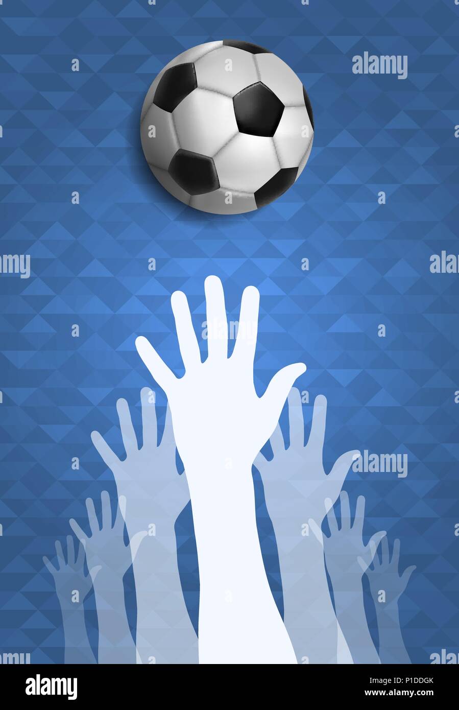 Fußball-Event Abbildung, sport spiel Hintergrund mit Menschen Hand und Fuß ball. United Gemeinschaft für Sport. EPS 10 Vektor. Stock Vektor