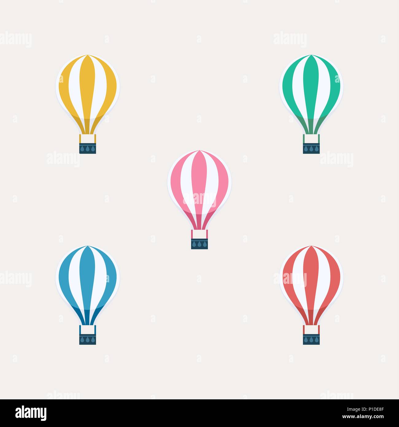 Heißluftballon auf isolierten Hintergrund gesetzt. Bunte Ballone ideal für Kinder oder Transport Abbildung. EPS 10 Vektor. Stock Vektor