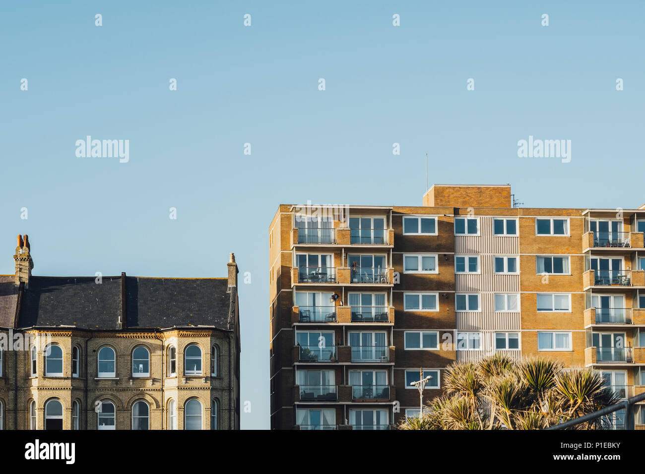 Fassade, Wohnhäuser, Brighton, England Stockfoto