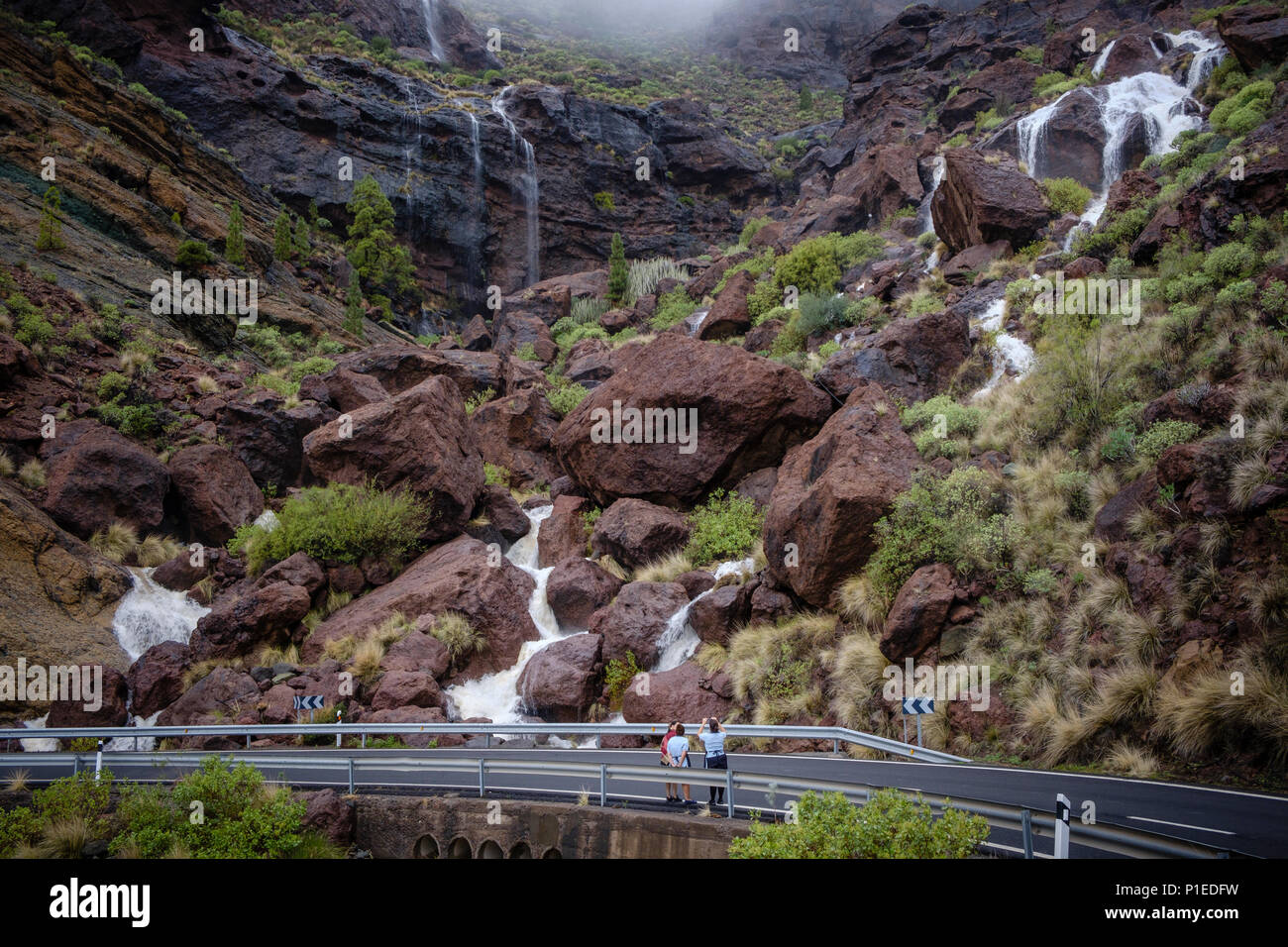 Nach starkem Regen angeschwollenen Bäche, Charco Azul, Gran Canaria, Kanarische Inseln, Spanien Stockfoto