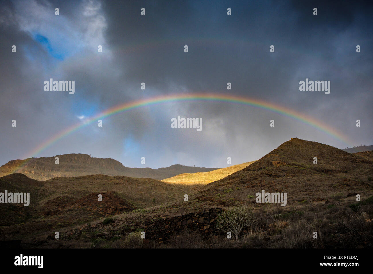 Double Rainbow, Gran Canaria, Kanarische Inseln, Spanien Stockfoto