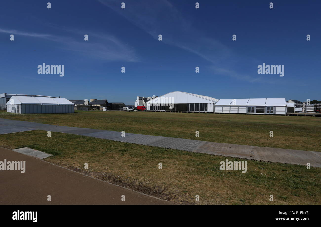 Carnoustie Golf Course, die Vorbereitungen für die 147 offenen Angus Schottland Juni 2018 Stockfoto