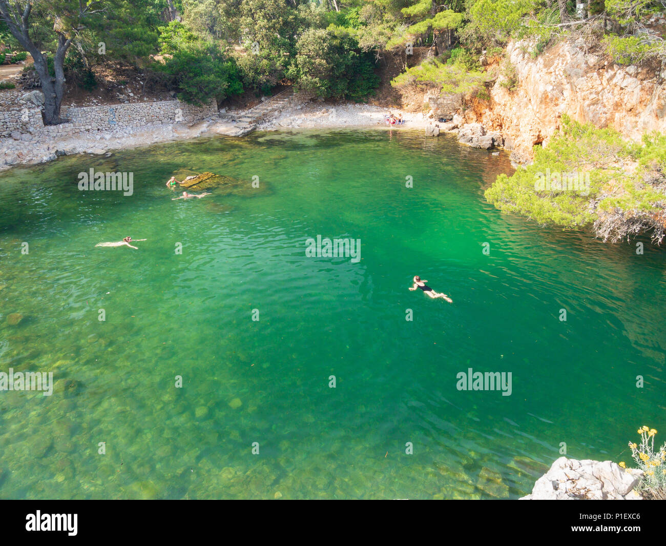 Blick auf die Insel Lokrum, Totes Meer in der Nähe von Dubrovnik. Stockfoto