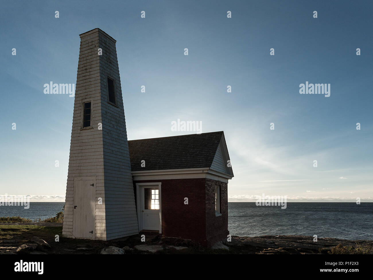 Pemaquid Point Light Station Bell House, Bristol, Maine, USA. Stockfoto
