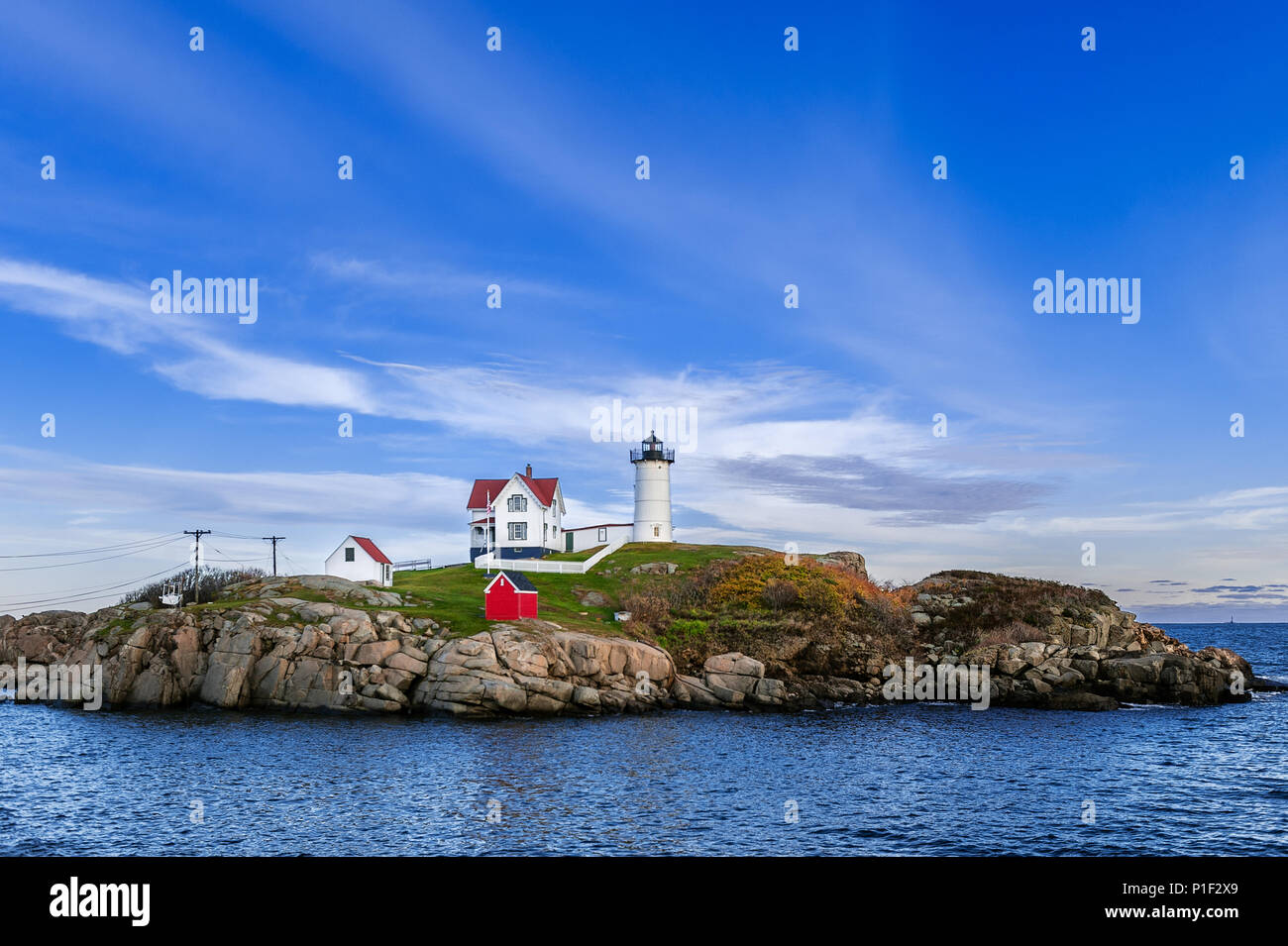 Sofort startbereit Licht, Cape Neddick, York, Maine, USA. Stockfoto