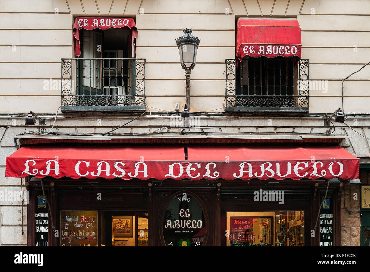 El Casa del Abuelo Restaurant, Madrid, Spanien. Stockfoto