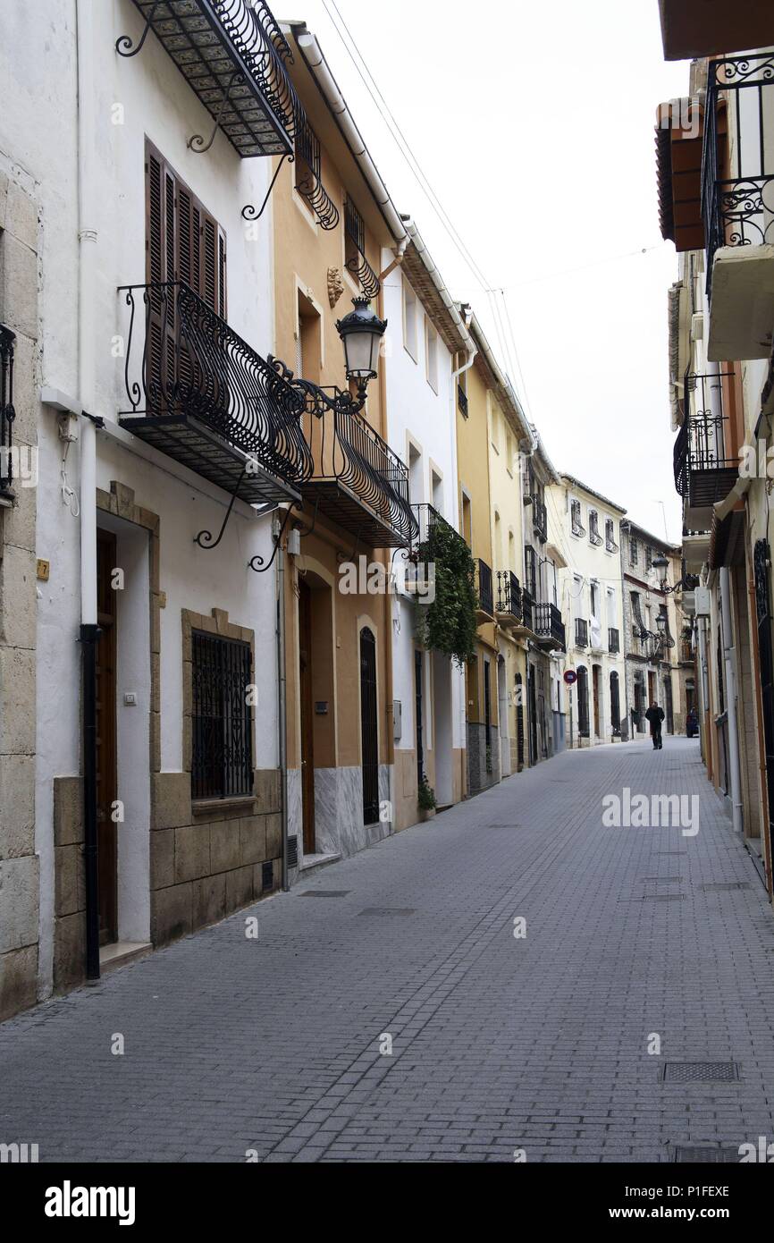 Spanien - Valencia autonome Region - Marina Alta (Bezirk) - Alicante. Teulada; casco antiguo/Calles típicas. Stockfoto