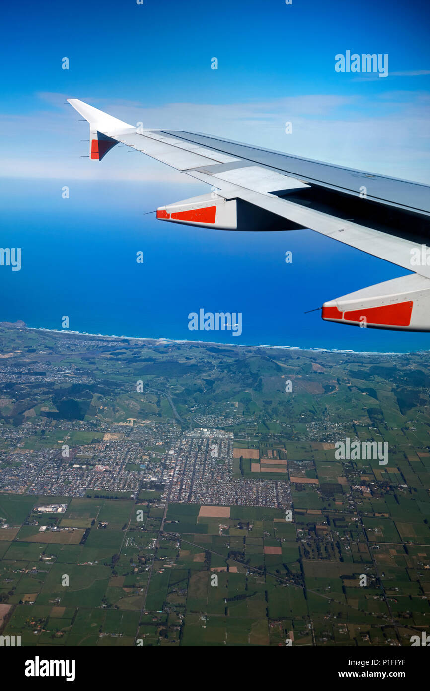 Über Mosgiel, Dunedin, Otago, Südinsel, Neuseeland Flugzeug Stockfoto