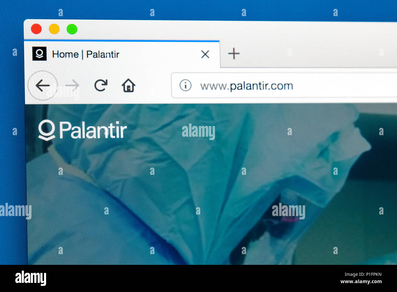 LONDON, UK, 29. MÄRZ 2018: Die Homepage der offiziellen Webseite von palantir Technologien - der privaten amerikanischen Software und Dienstleistungen für Unternehmen, Stockfoto