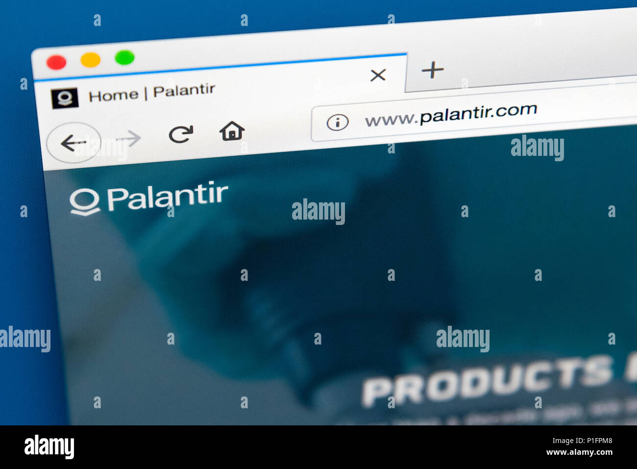 LONDON, UK, 29. MÄRZ 2018: Die Homepage der offiziellen Webseite von palantir Technologien - der privaten amerikanischen Software und Dienstleistungen für Unternehmen, Stockfoto
