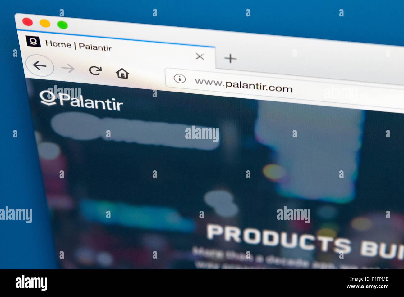 LONDON, UK, 29. MÄRZ 2018: Die Homepage der offiziellen Webseite von palantir Technologien - der privaten amerikanischen Software und Dienstleistungen für Unternehmen, Stockfoto