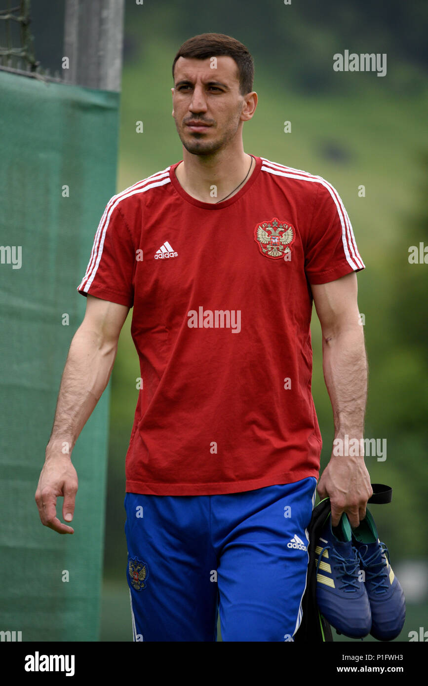 Neustift, Tirol, Österreich - Mai 28., 2018. Russische Fußball Torwart Soslan Dzhanayev während der Trainingslager in Neustift, Österreich. Stockfoto