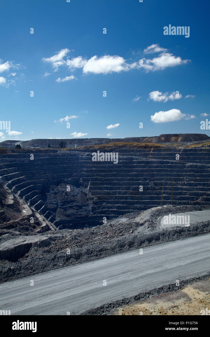 Tagebau Macraes gold mine, Macraes Flat, in der nähe von Palmerston, Osten Otago, Südinsel, Neuseeland Stockfoto