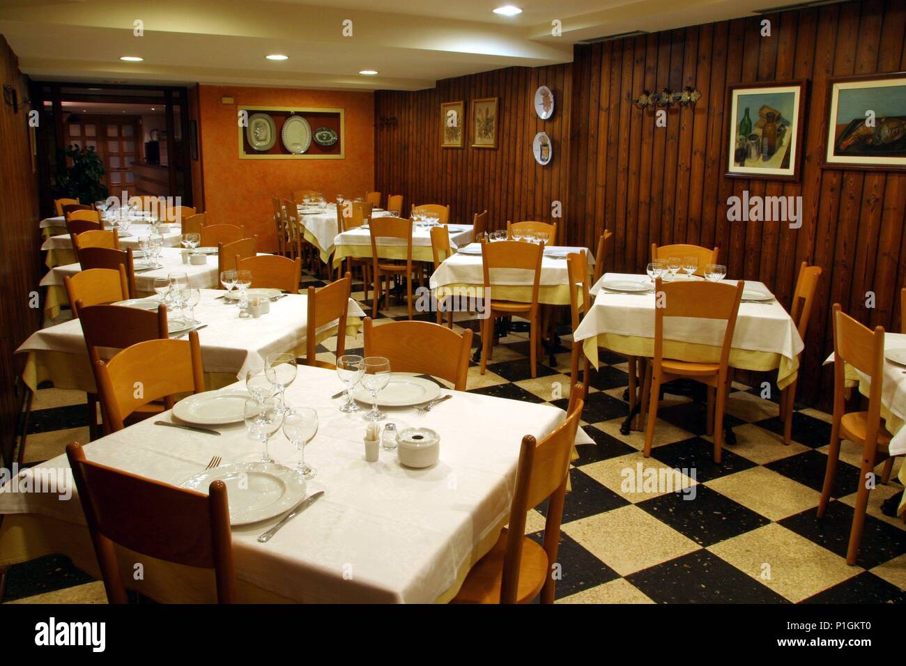 Logroño: comedor de Restaurante "Iruña'en la Calle Laurel. Stockfoto