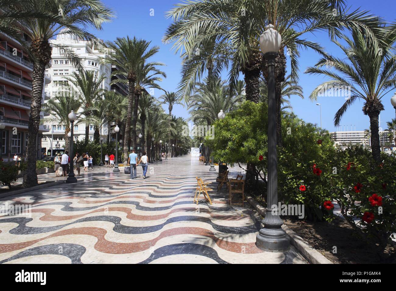 Spanien - Valencia autonome Region - L'ALACANTÍ (Kreis) - Alicante. Alicante/Alacant; Paseo de La Explanada/Esplanada. Stockfoto