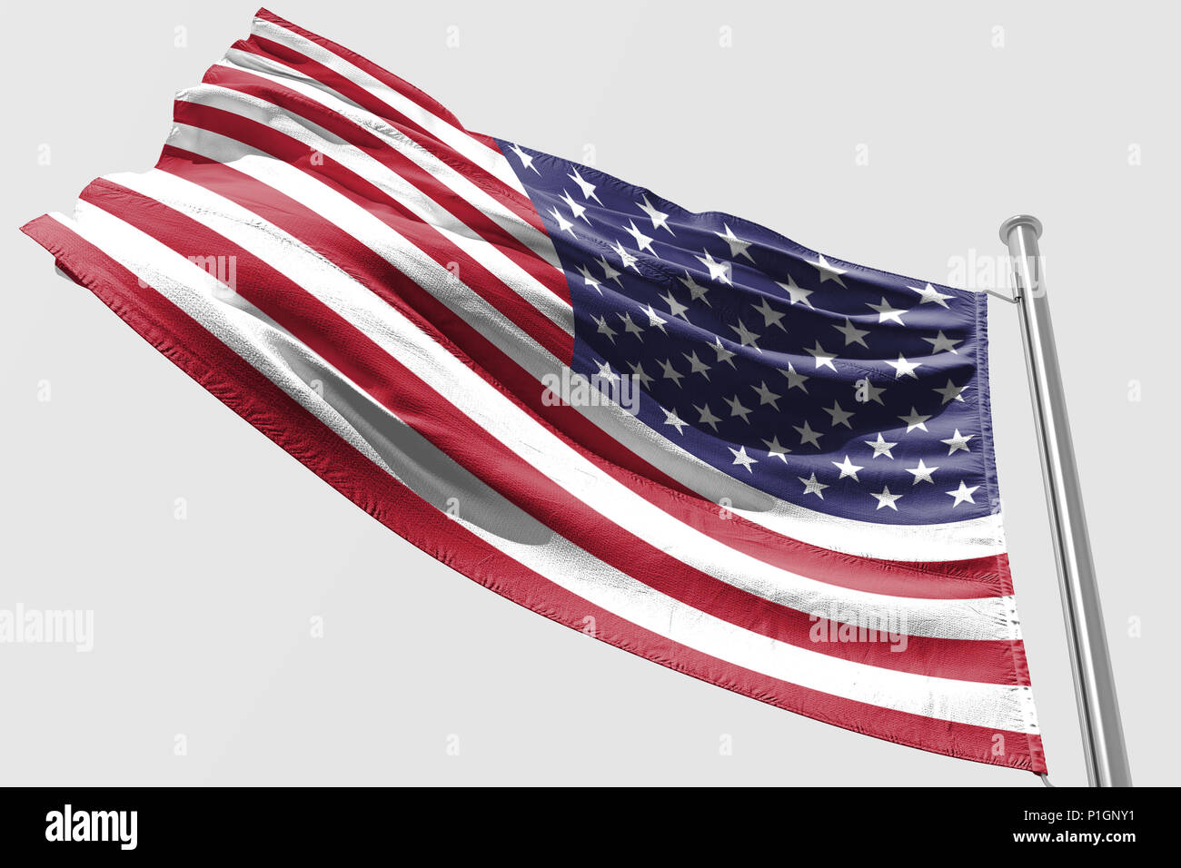 Isolierte Vereinigten Staat von Amerika Fahne winken 3d Realistische fabric Stockfoto