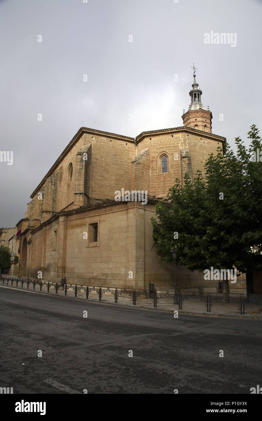 Spanien - LA RIOJA Rioja Media (Kreis). Fuenmayor, Iglesia de Santa María. Stockfoto