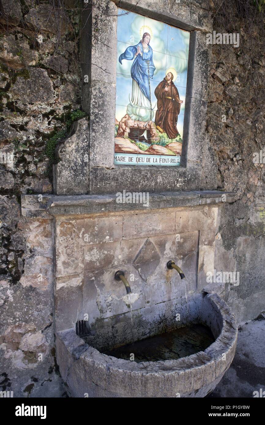 Spanien - Valencia autonome Region - L'Alcoià (Kreis) - Alicante. Santuario de la Font Roja (cerca de Alcoy/Ibi); Fuente. Stockfoto