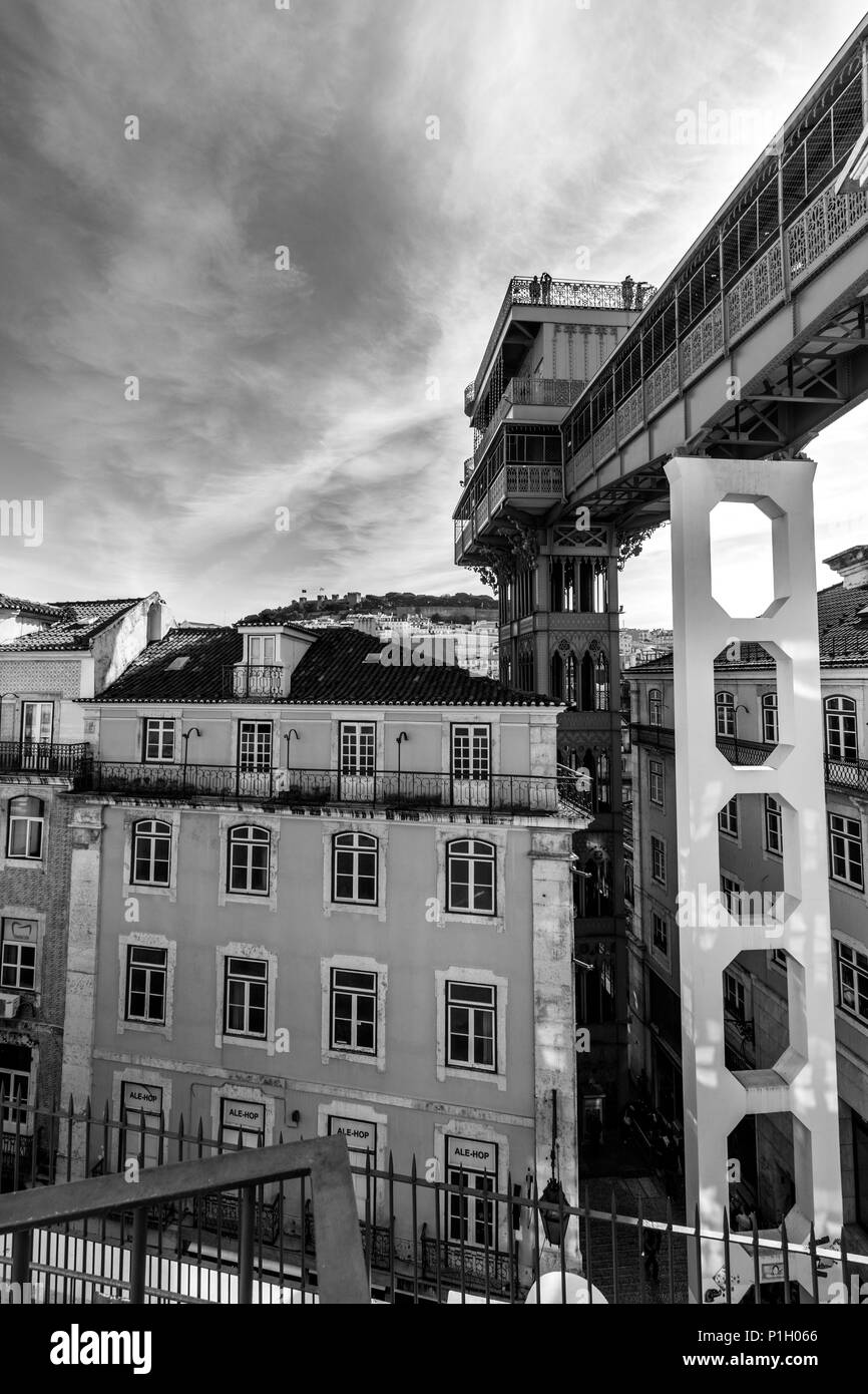 Lissabon Elevador de Santa Justa Stockfoto