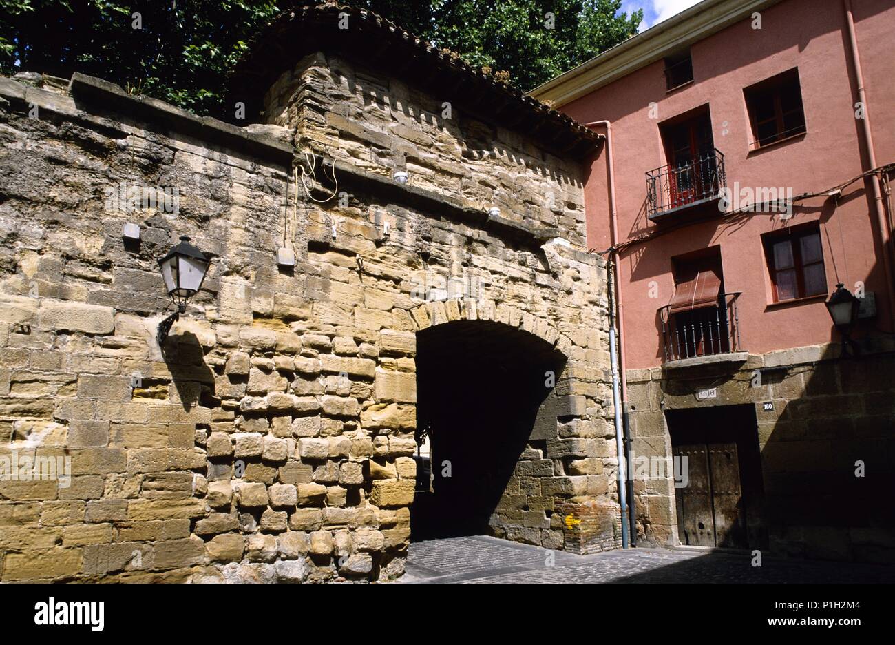 Logroño, Arco Del Peregrino; Casco Viejo (Camino de Santiago). Stockfoto