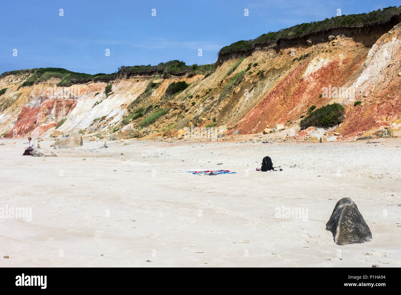 Martha's Vineyard, Massachusetts. Blick auf die Gay Kopf Klippen von Ton, der sich auf die Stadt Aquinnah westlichste Teil der Insel Martha's Vi. Stockfoto