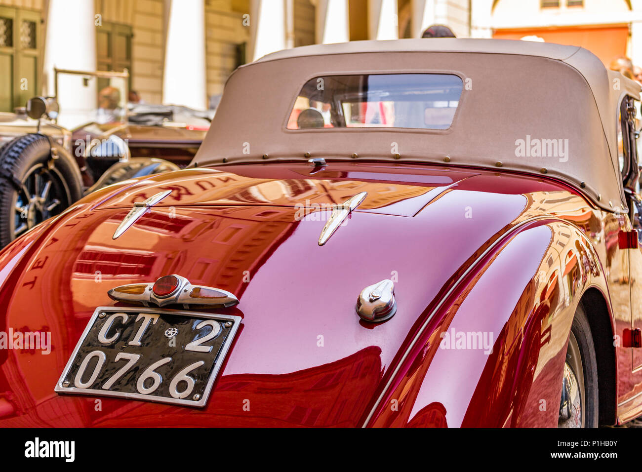 FAENZA (RA), Italien - 9. JUNI 2018: Ein FIAT 508 Auto zeigt in Oldtimer Rallye Autogirovagando Stockfoto