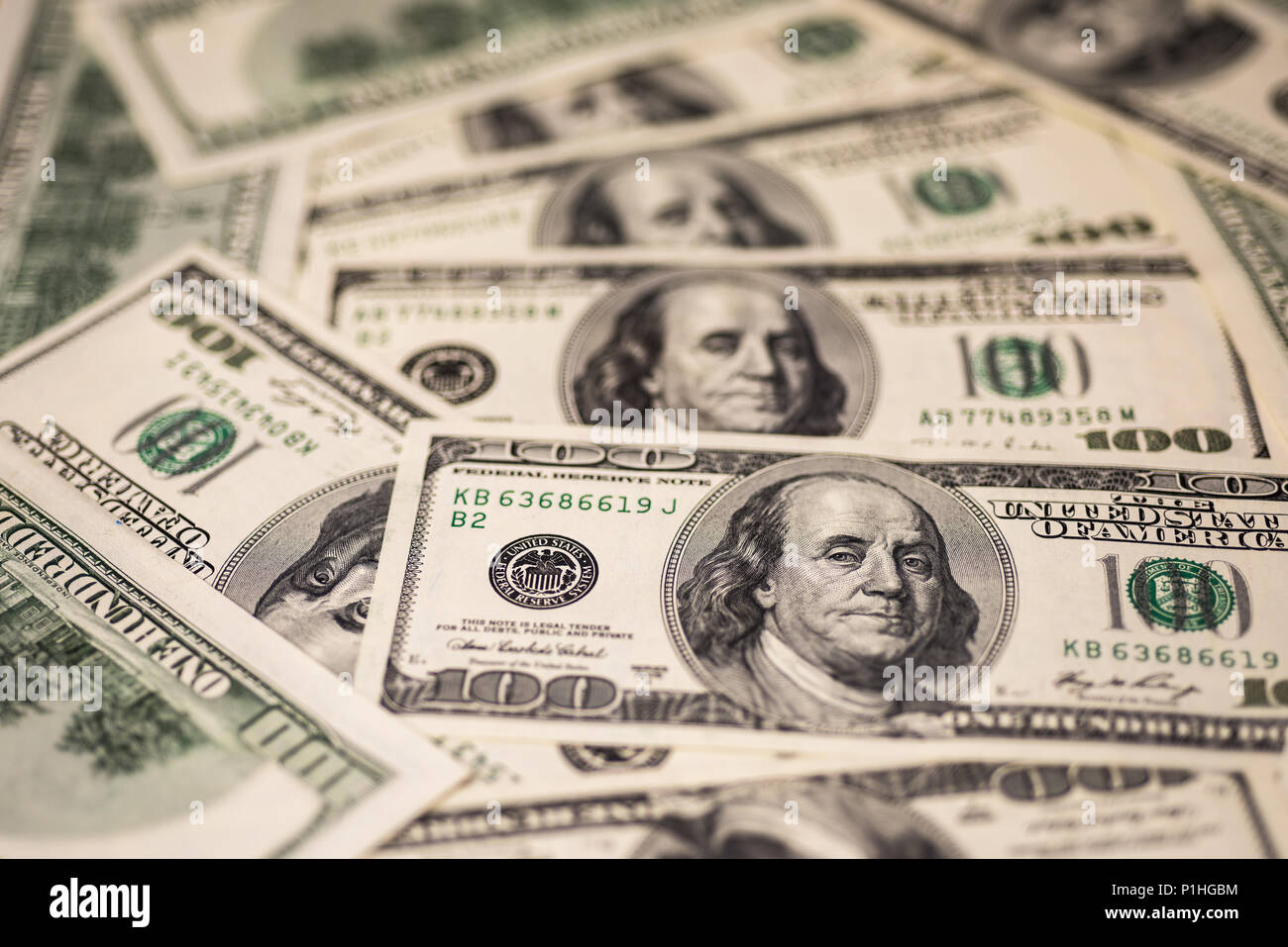 Hintergrund der hundert Dollar, Rechnungen Stockfoto