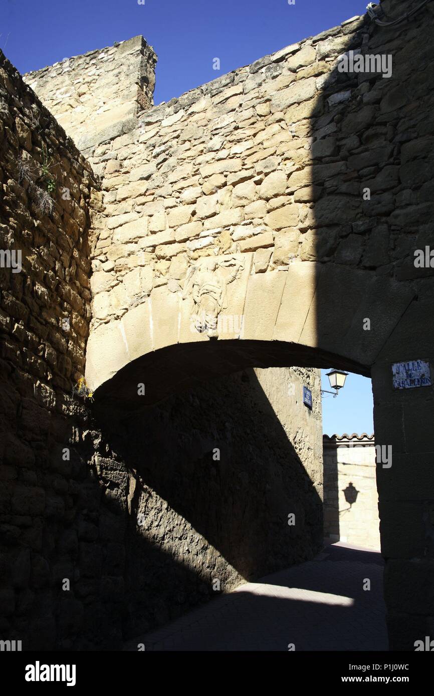 Spanien - Katalonien - Terra Alta (Bezirk) - TARRAGONA. Batea; Murallas/Portal de l'Angel. Stockfoto