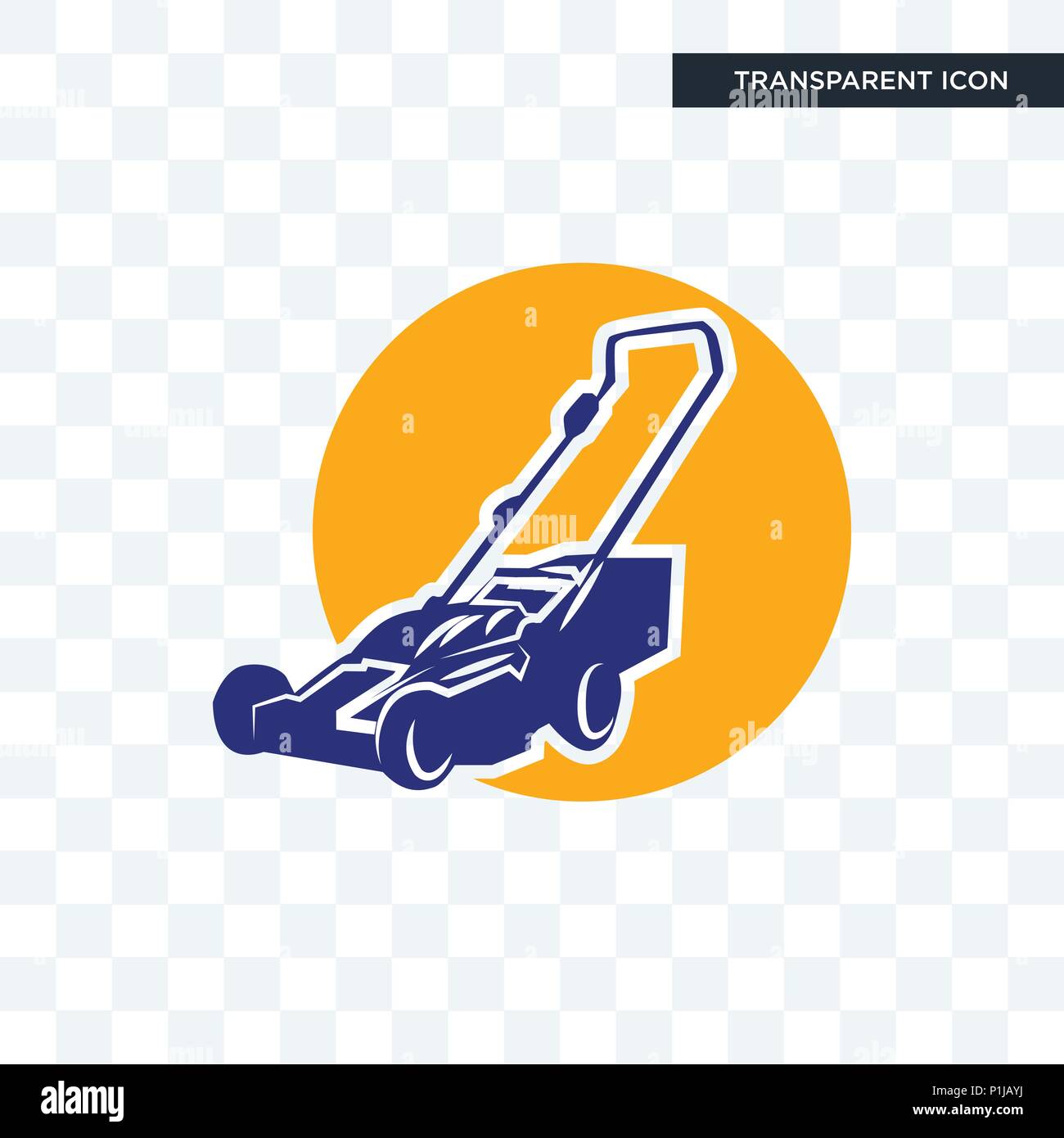 Rasenmäher vektor Icon auf transparentem Hintergrund isoliert, Rasenmäher logo Konzept Stock Vektor