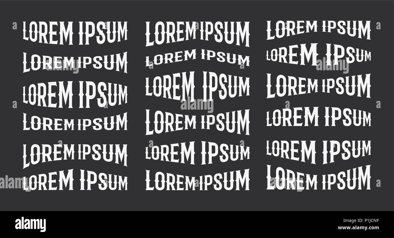 Lorem ipsum Vektor Logo Design element Vorlage, verzerrten Text, Retro serif Schrift auf schwarzen Hintergrund. Stock Vektor