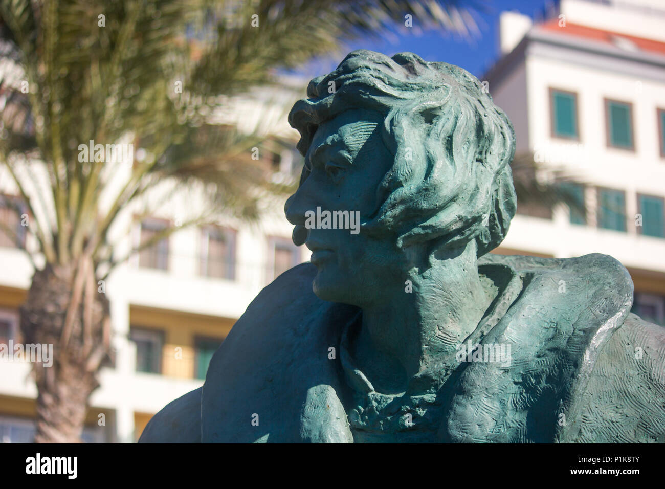 Statue der Portugiesische Entdecker João Gonçalves Zarco auf der Insel Madeira, Portugal Stockfoto