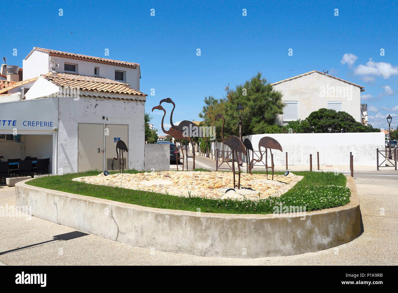 Flamingo Straße Skulpturen Saint Maries de la Mer Stockfoto