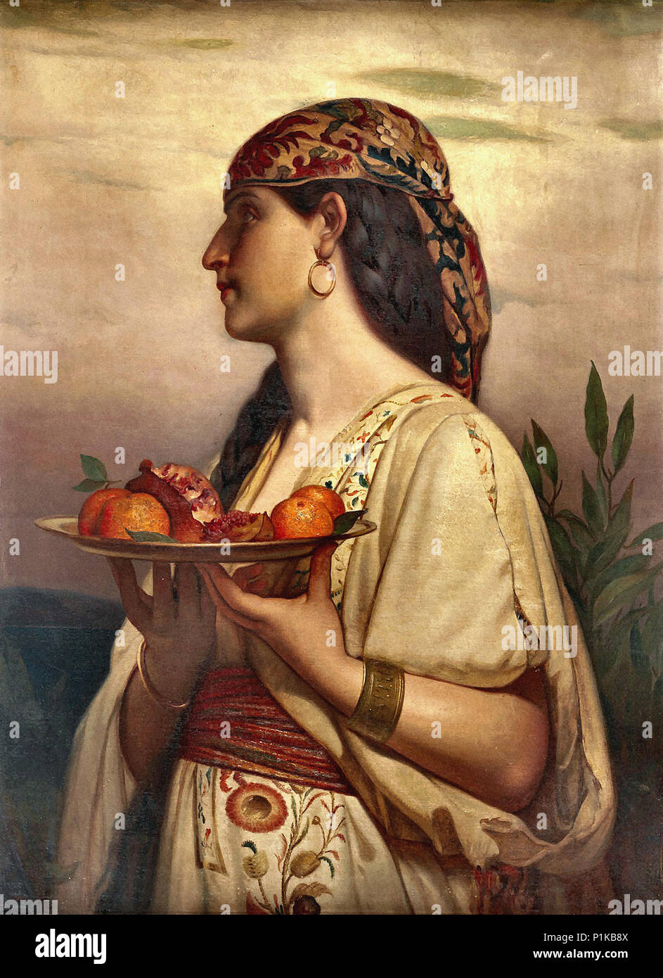 Lefebvre Jules Joseph-Oosterse Vrouw Met Obst Stockfoto