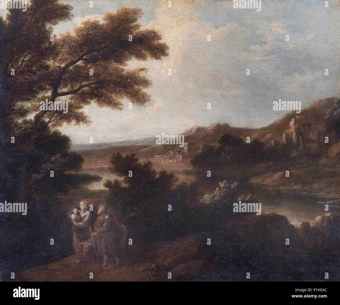 "Landschaft mit Flucht nach Ägypten", 18. Artist: Sir Joshua Reynolds. Stockfoto