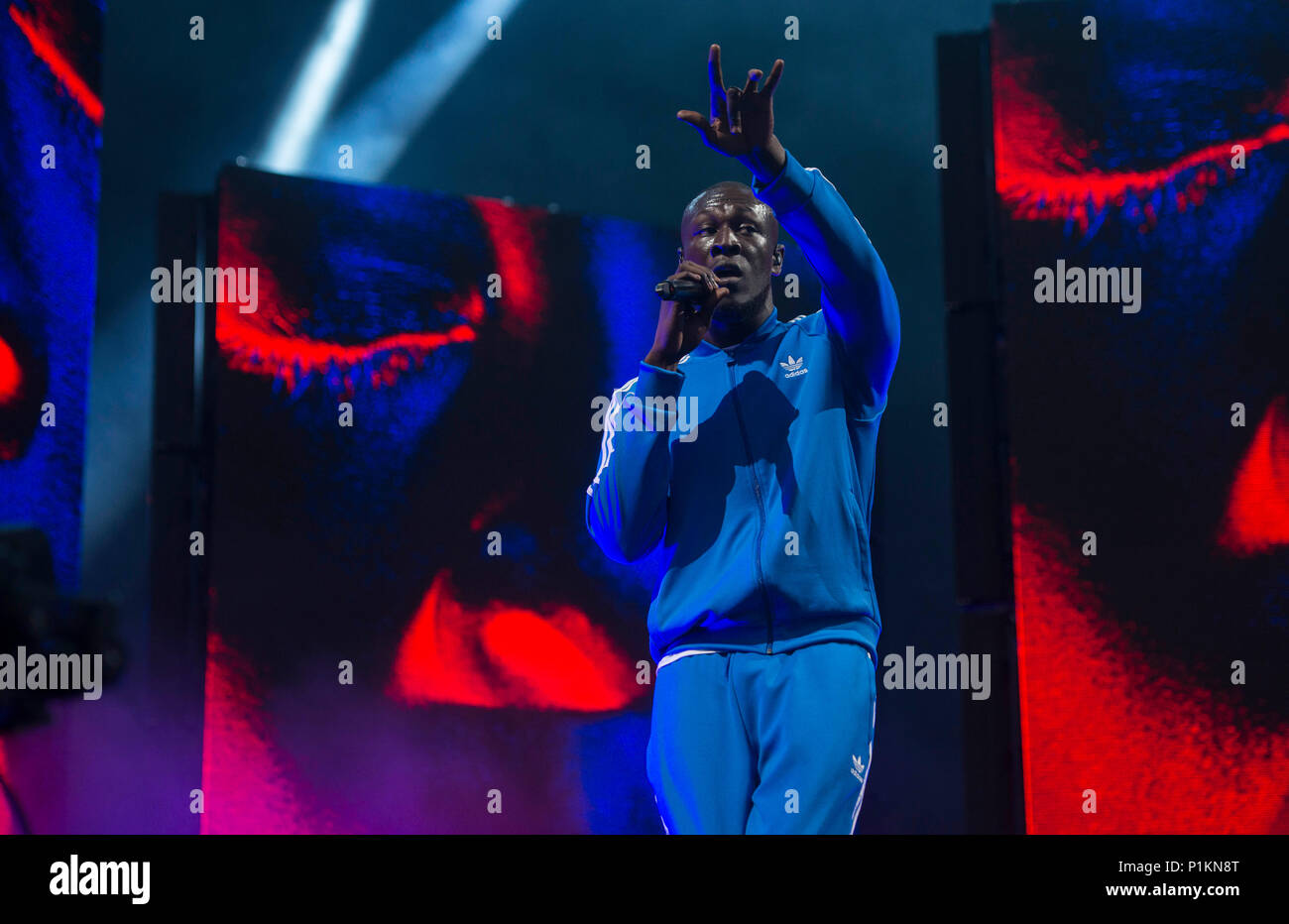 Glastonbury Festival 2017 - Sat abgebildeten Stormzy 24/06/17. Stockfoto