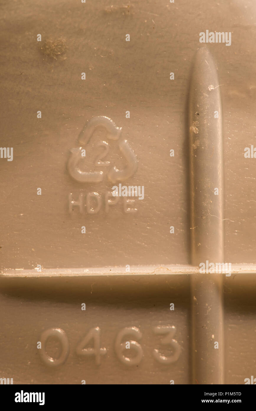 Recycling Symbol auf der Verpackung. Stockfoto