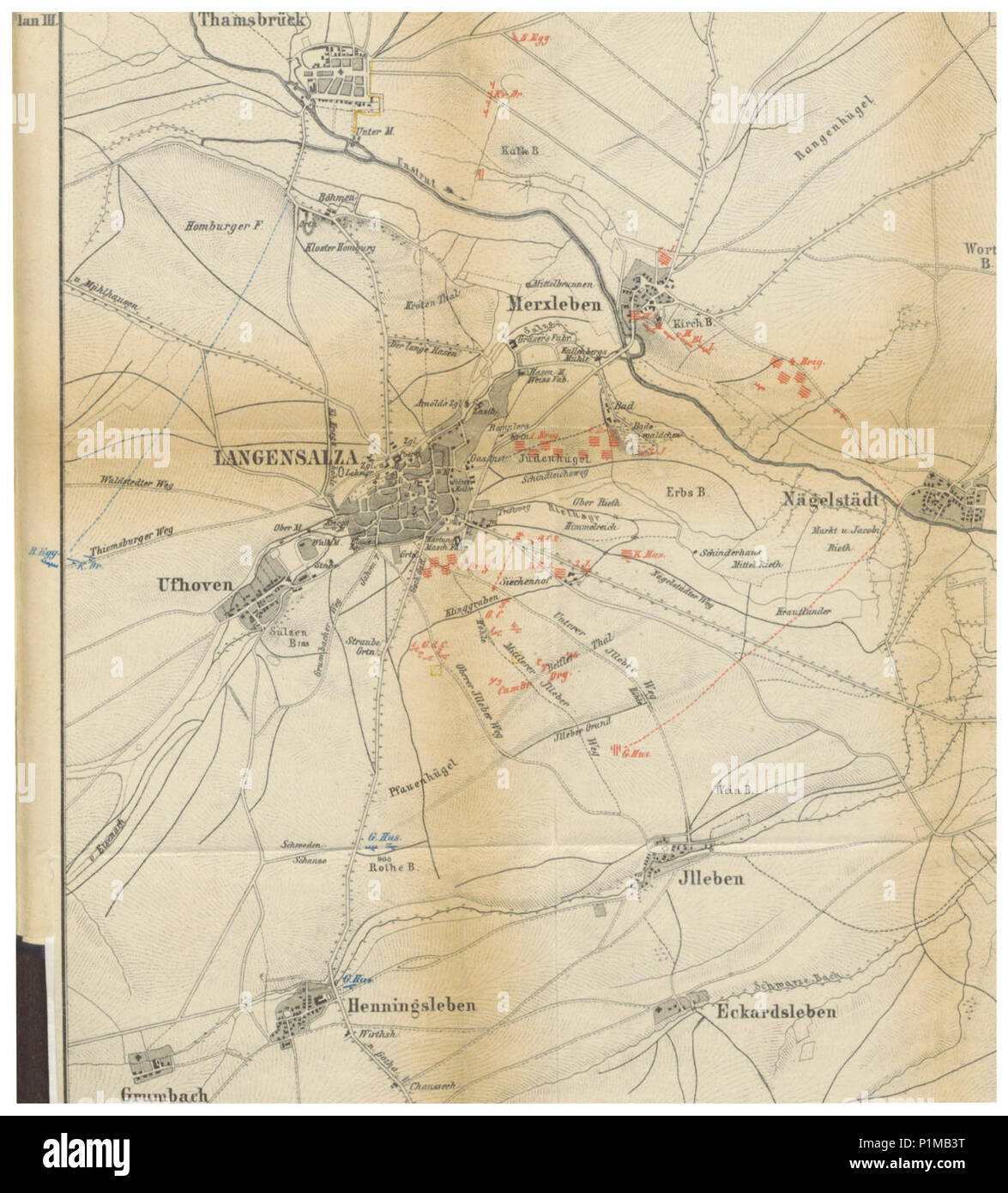 (1867) Plan der Schlacht von Langensalza bin 27. Juni 1866 - Blatt 3 Stockfoto