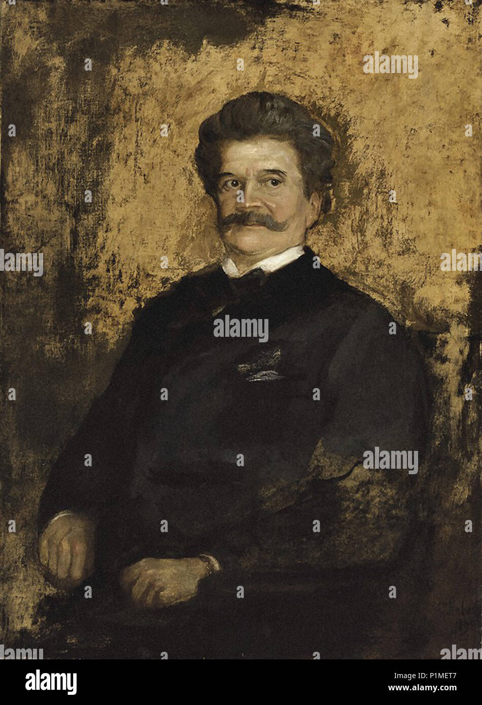 Franz von Lenbach - Porträt von Johann Strauss II. Stockfoto