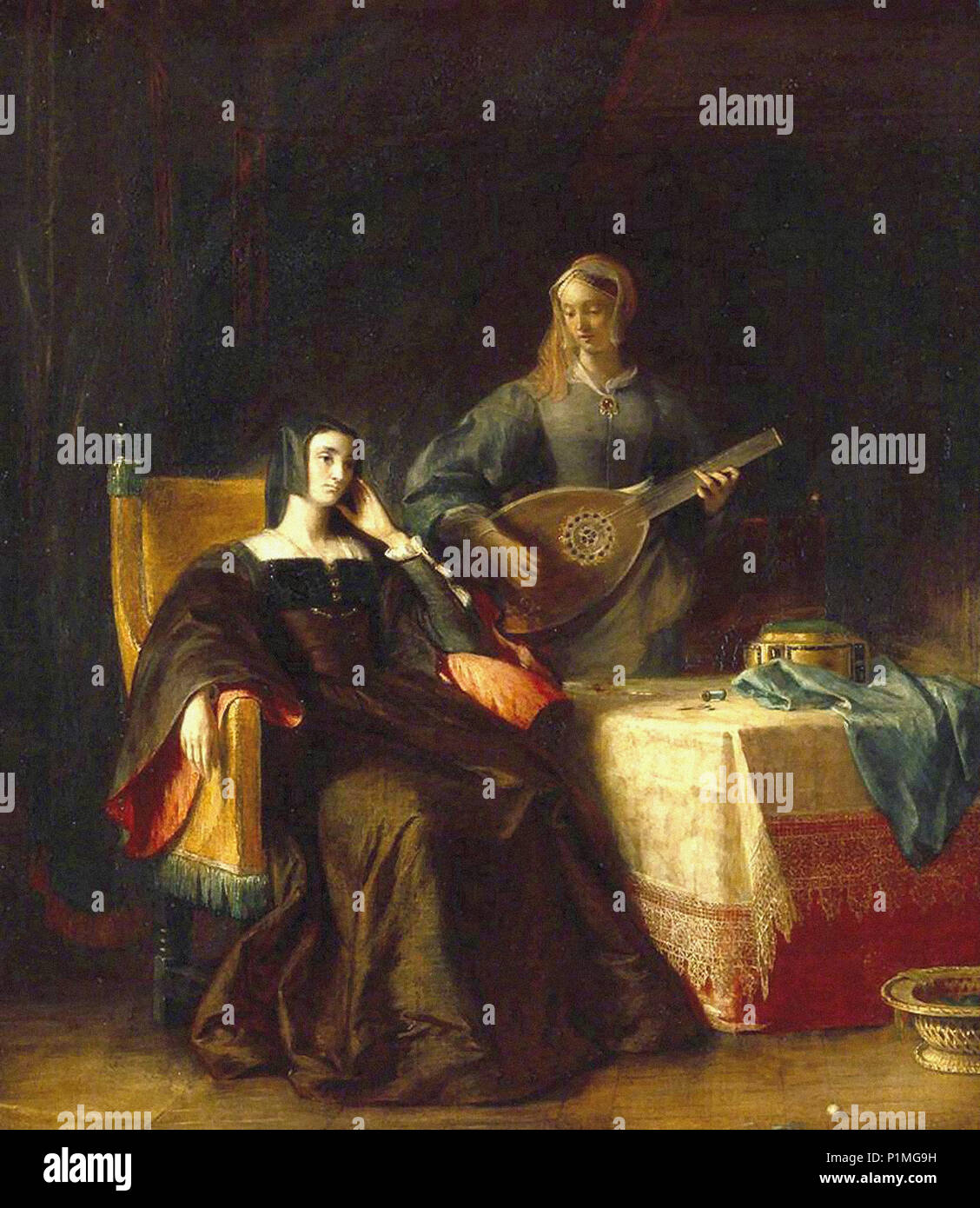 Leslie Charles Robert - Katherine von Aragon mit ihrer Zofe Stockfoto