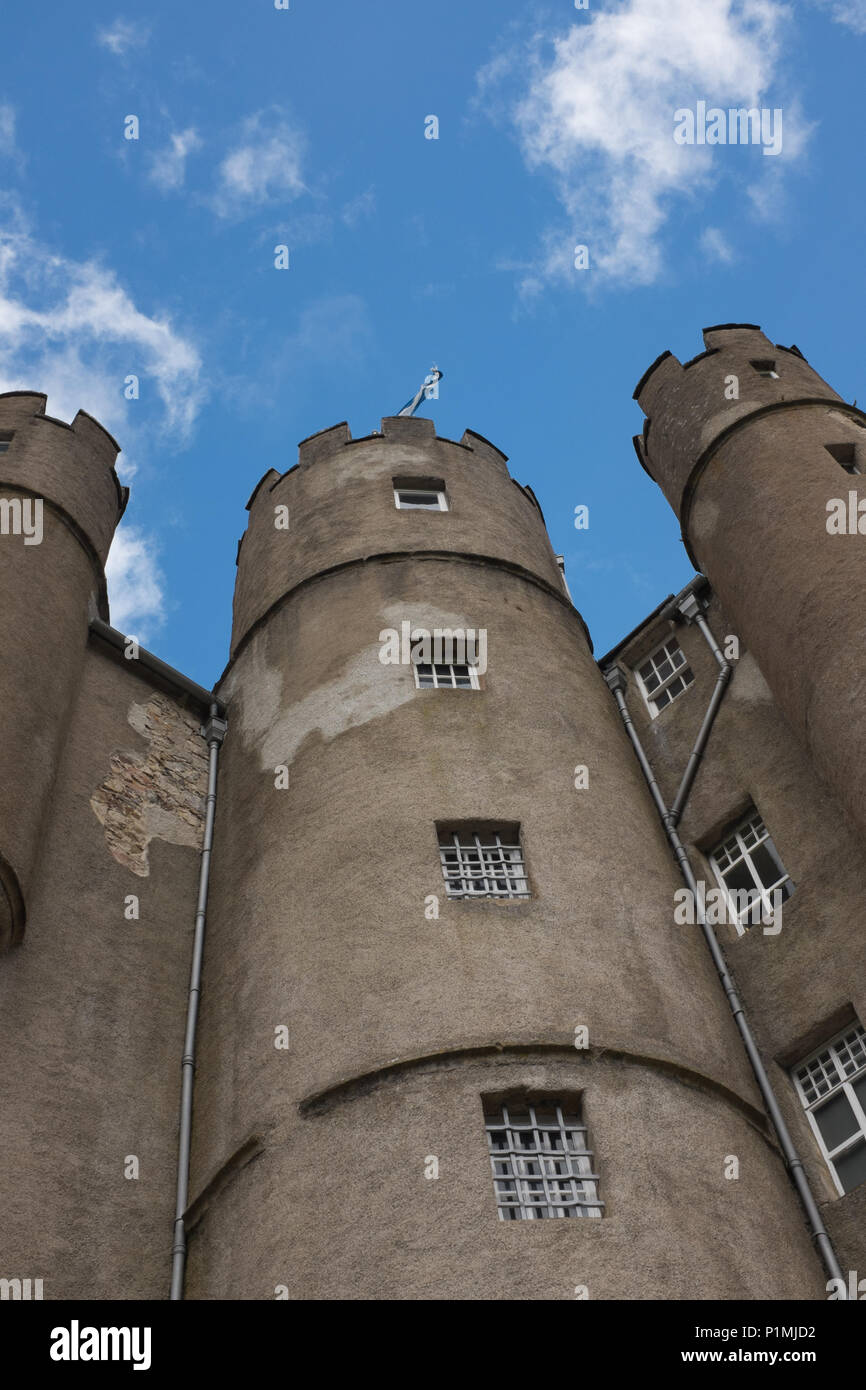 Blick nach oben von Braemar Castle, Aberdeenshire, Schottland Stockfoto