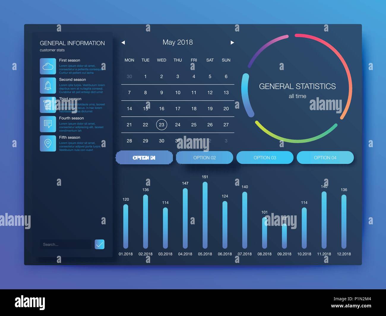 Dashboard Infografik Vorlage mit modernem Design Stock Vektor