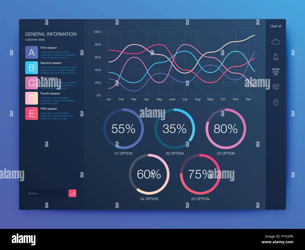 Dashboard Infografik Vorlage mit modernem Design Stock Vektor