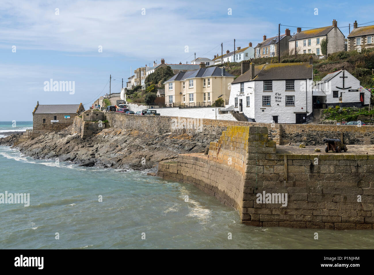 Die Front in Porthleven in South Cornwall, England Stockfoto