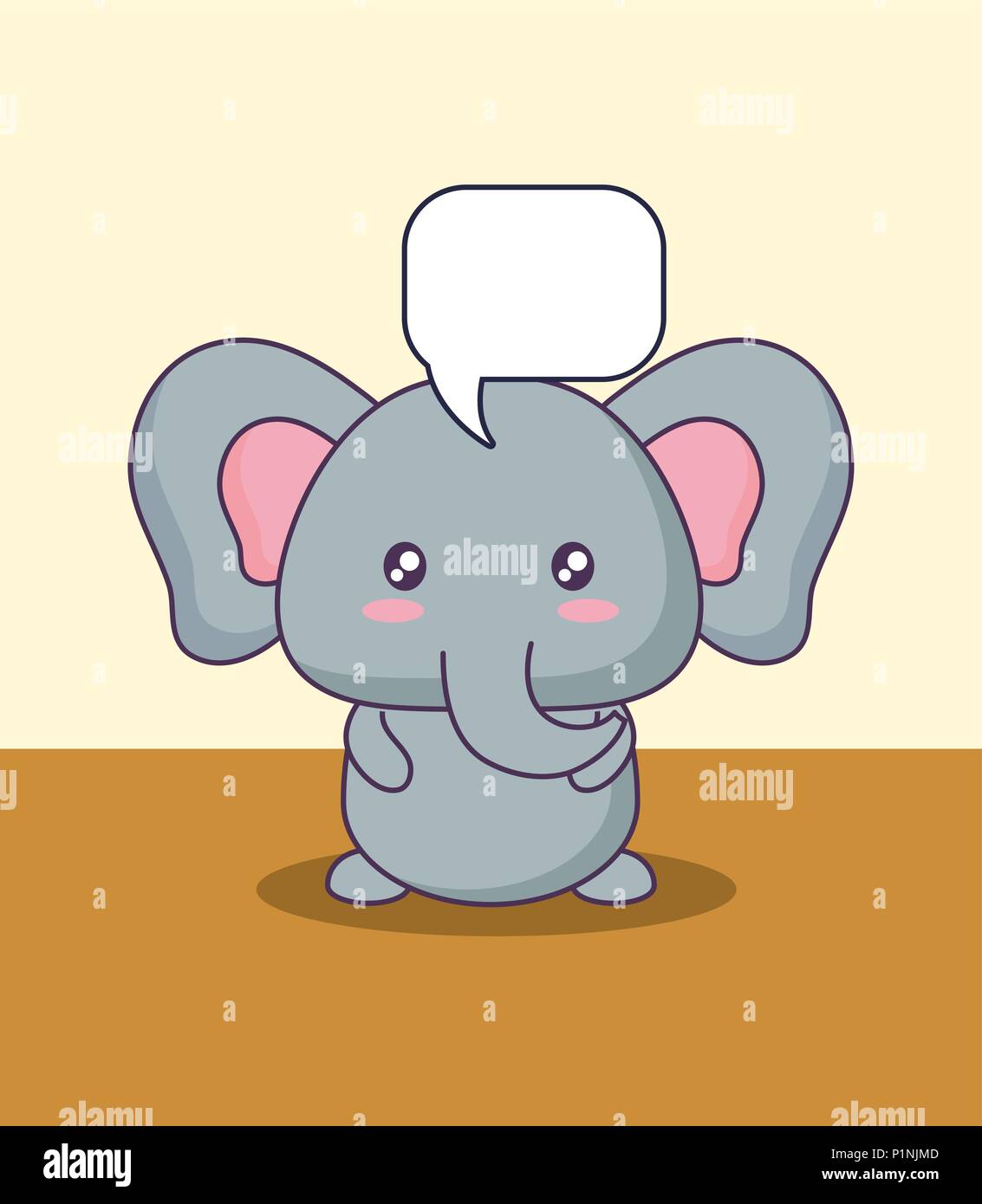 Susse Elefant Mit Sprechblase Kawaii Charakter Vector Illustration Design Stock Vektorgrafik Alamy