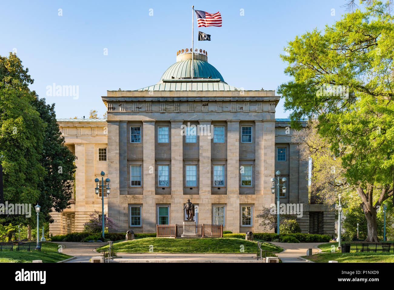 RALEIGH, NC - 17. APRIL 2018: North Carolina Capitol Building in Raleigh Stockfoto
