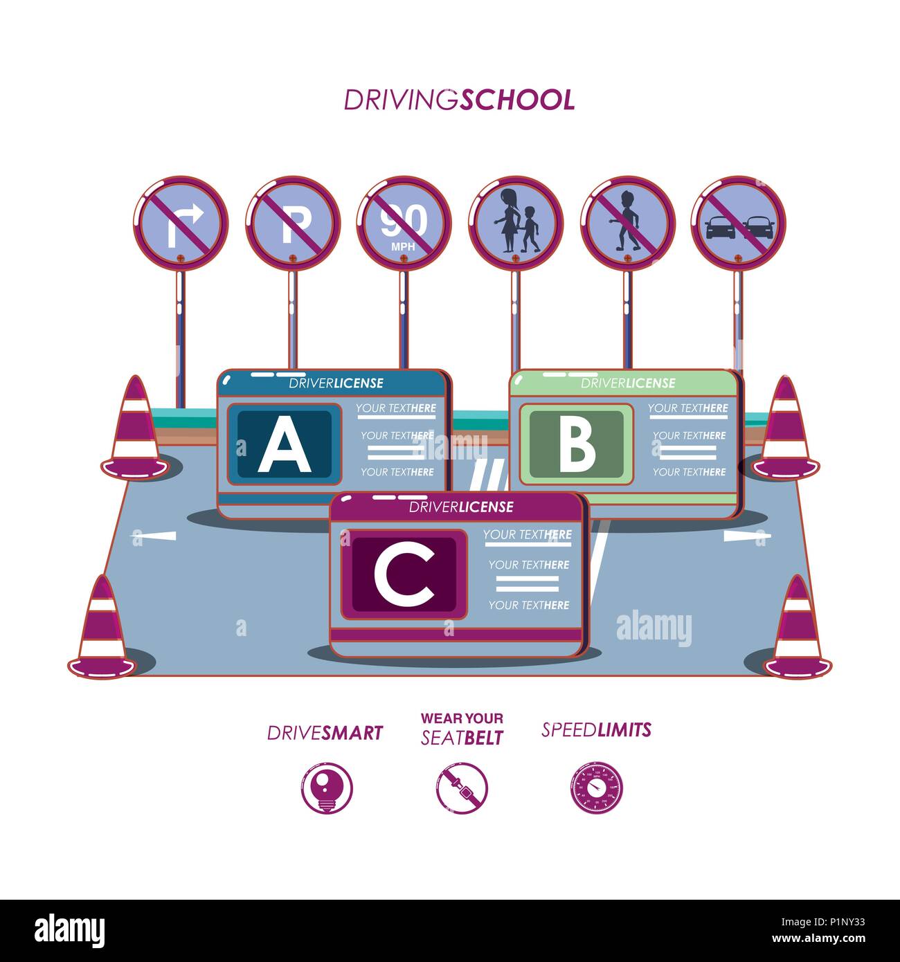 Driving School set Symbole Vector Illustration Design Stock Vektor