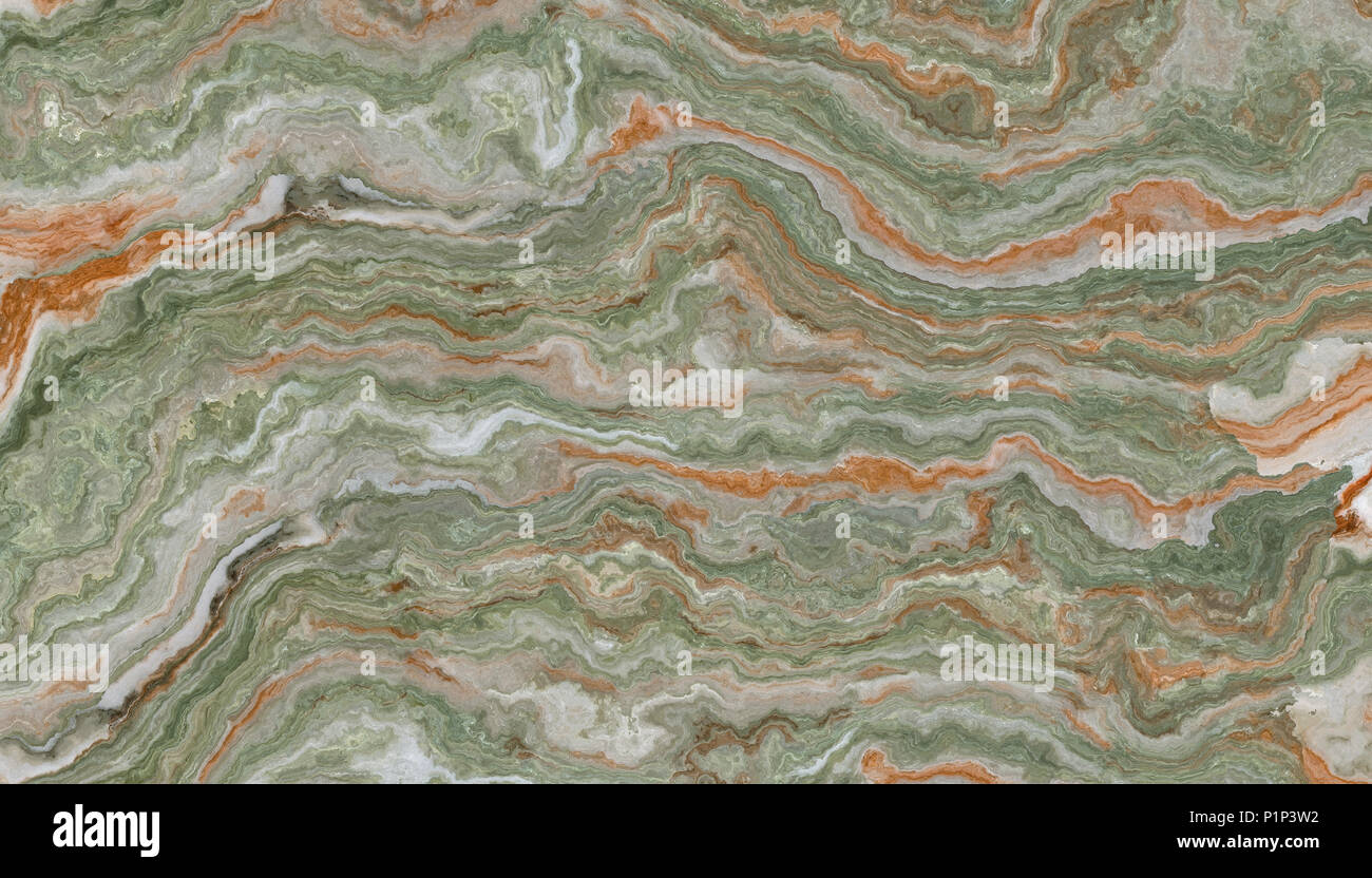 Onyx Kachel mit grün und orange webt. Hintergrund Textur für Design. Stockfoto