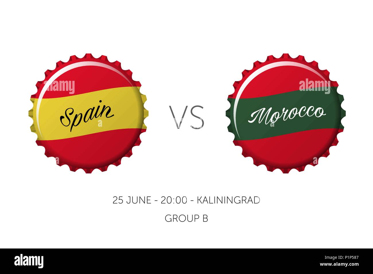 Fussball-WM - Spanien VS Marokko - 25. Juni Stock Vektor