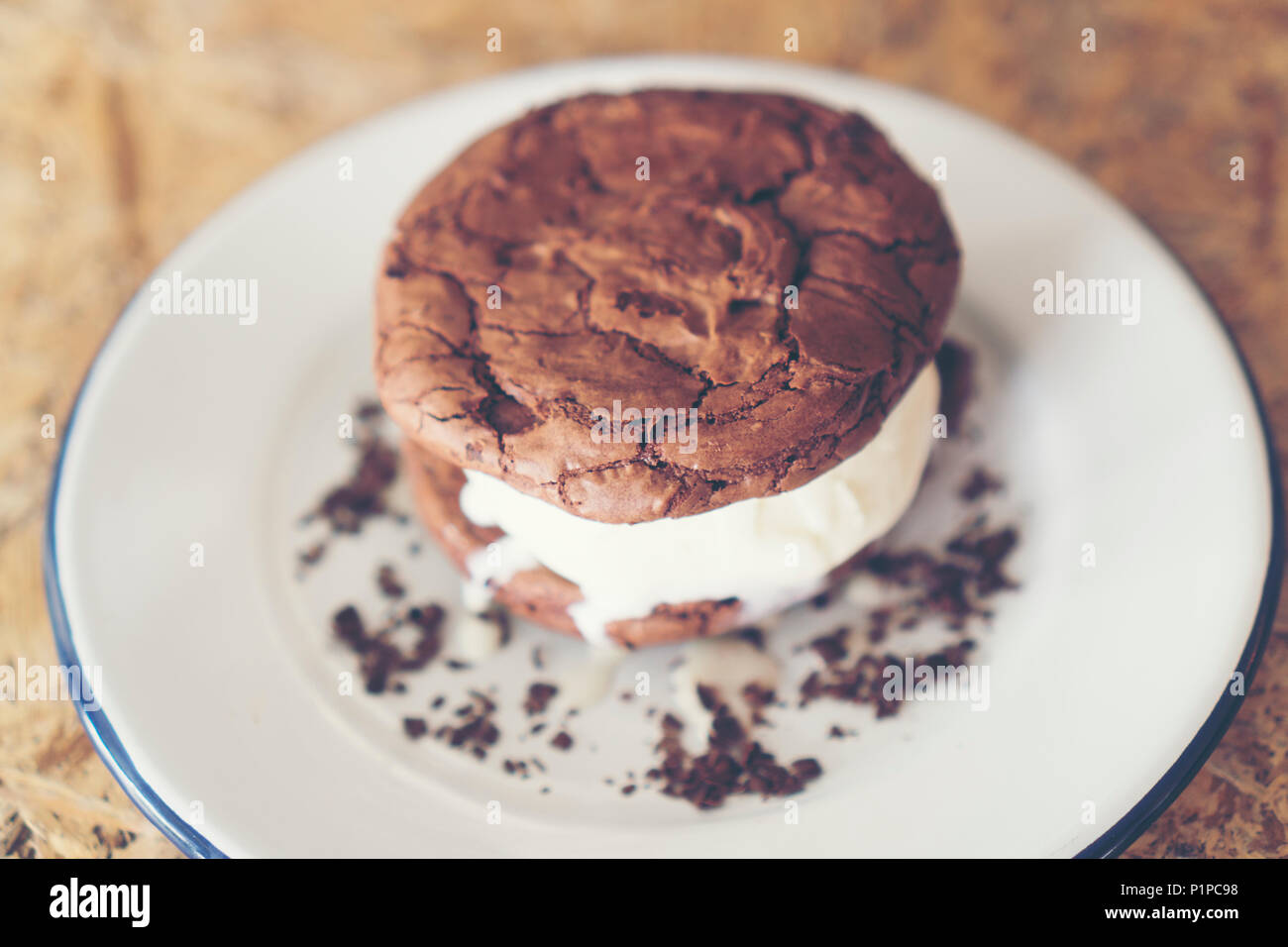 Schokolade, Kekse und Eis Stockfoto